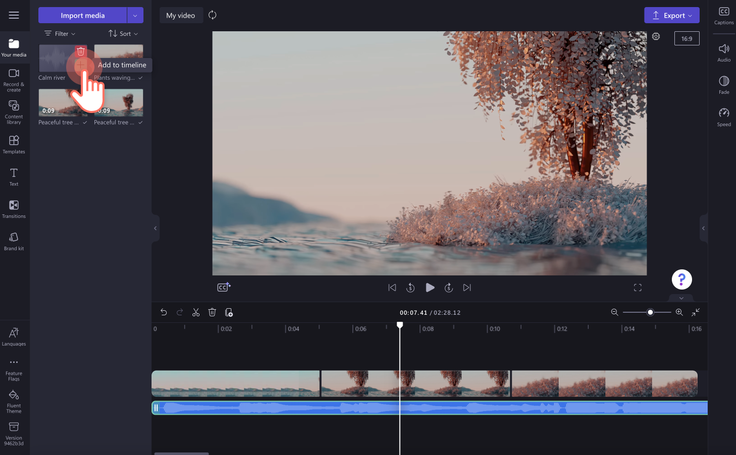 Hình ảnh người dùng đang thêm tệp MP3 vào đường thời gian.