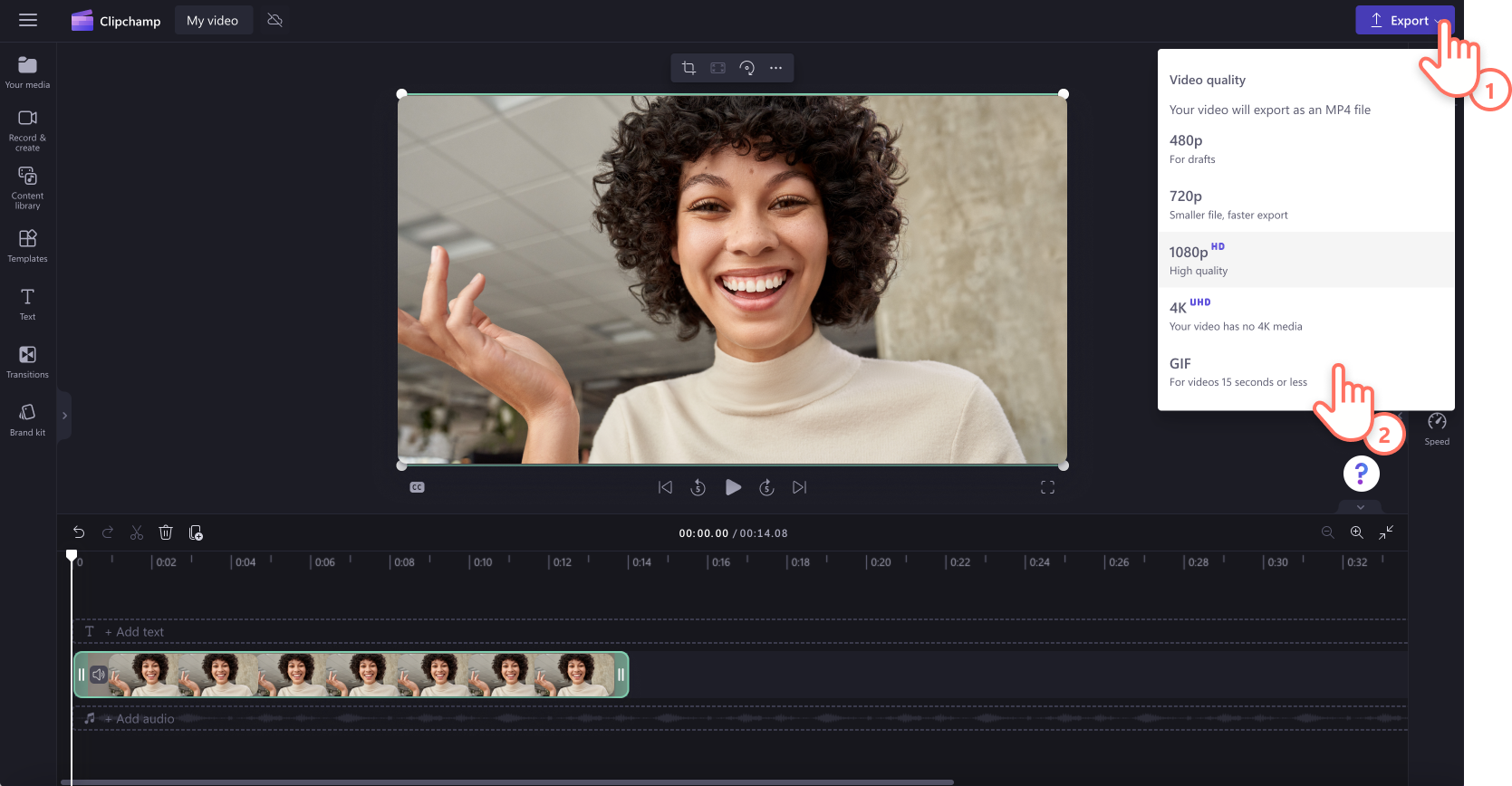 Saving a high quality GIF in Clipchamp GIF maker