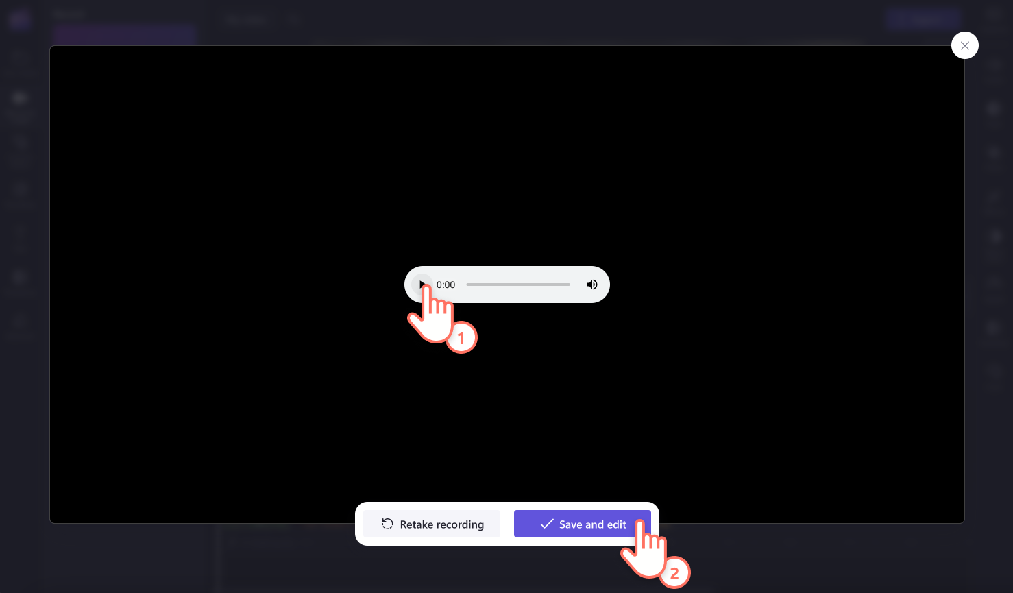 An image of a user clicking on the save and edit video button.