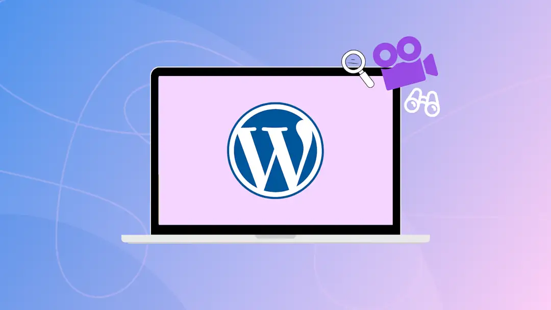 Image of a laptop with WordPress logo on the screen.