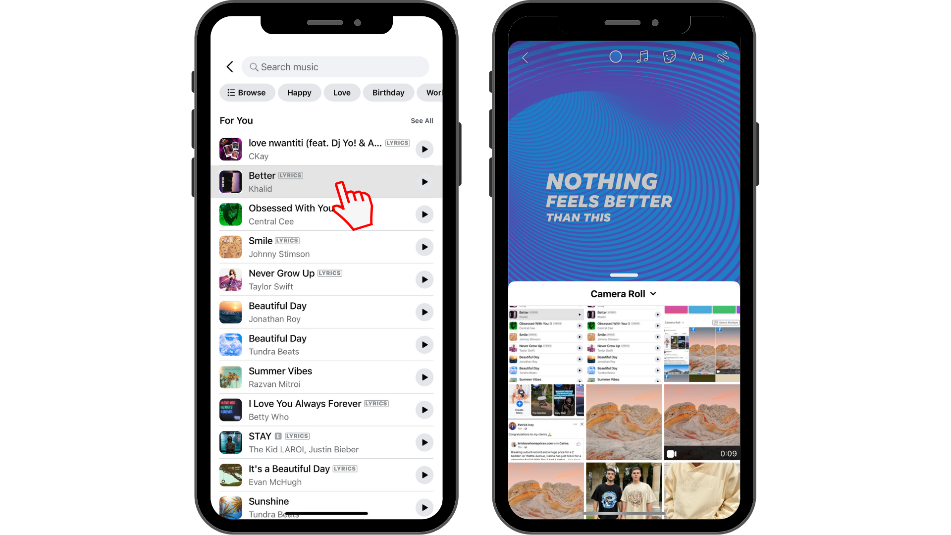Facebook story music - step 4