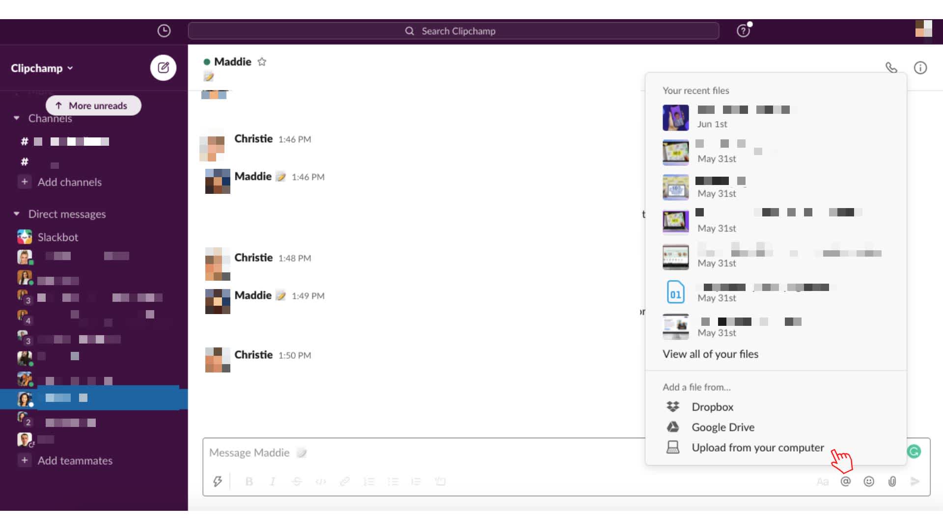 Step 2. Select your video file - How to Embed Video in Slack 2021