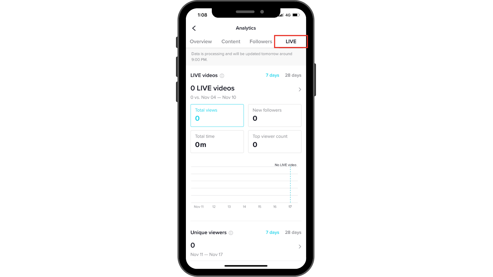 TikTok analytics - live