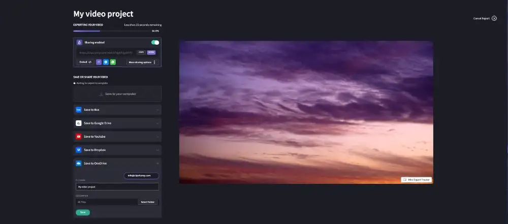 Clipchamp OneDrive Step 4 export video 