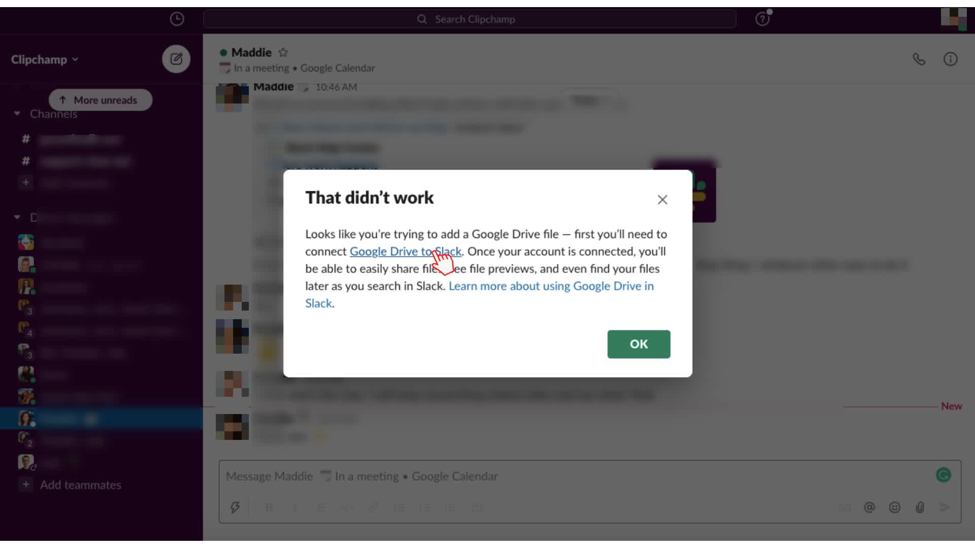 Step 1. Allow Slack access to Google Drive - How to Embed Video in Slack