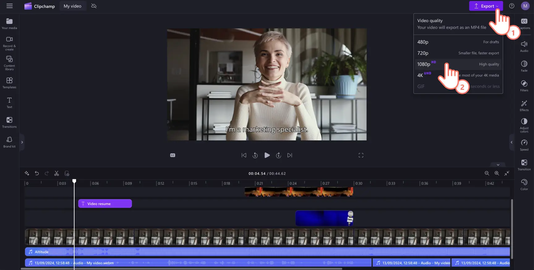 Simpan resume video dalam HD 1080p