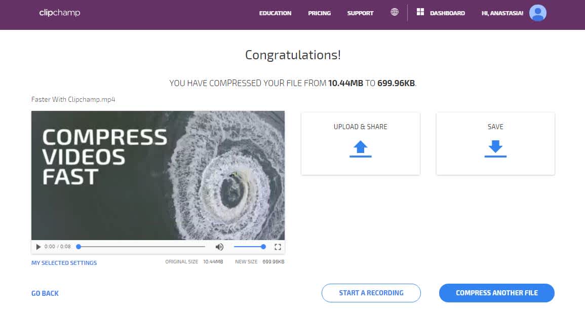Compress and convert video for snapchat