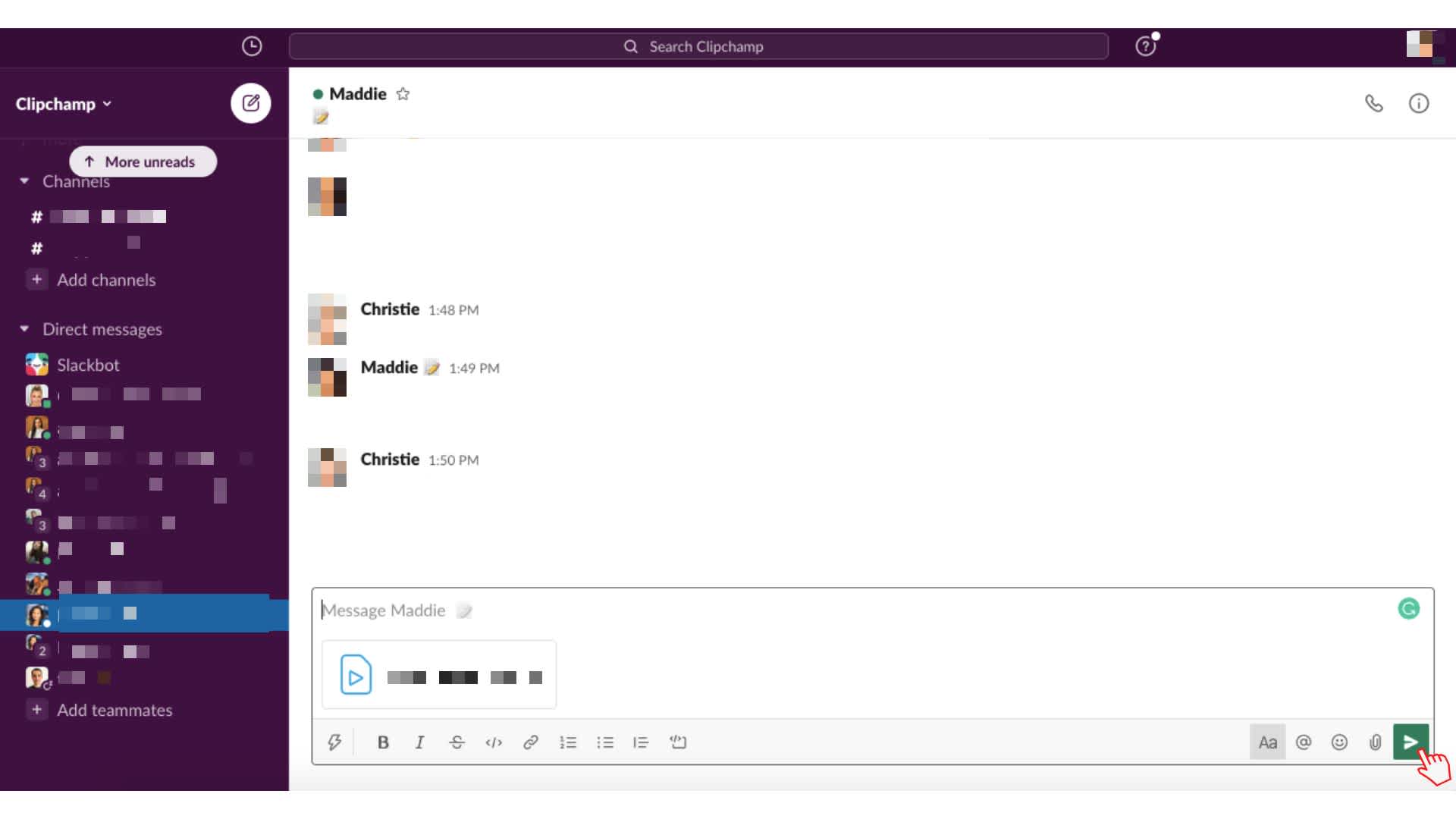 Step 3. Send your video - How to Embed Video in Slack 2021
