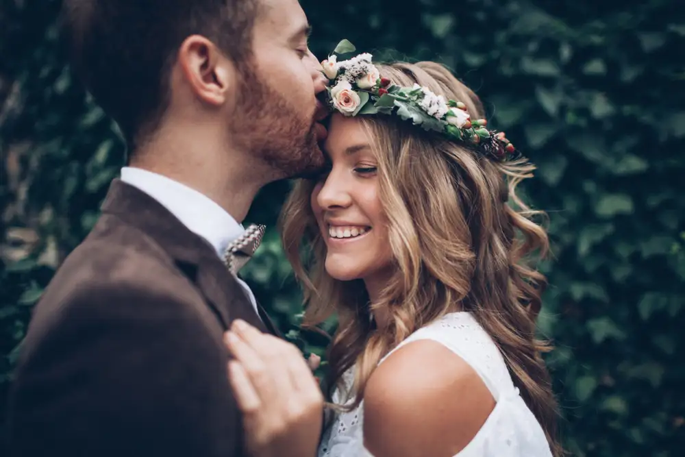 Wedding portrait with ambient light