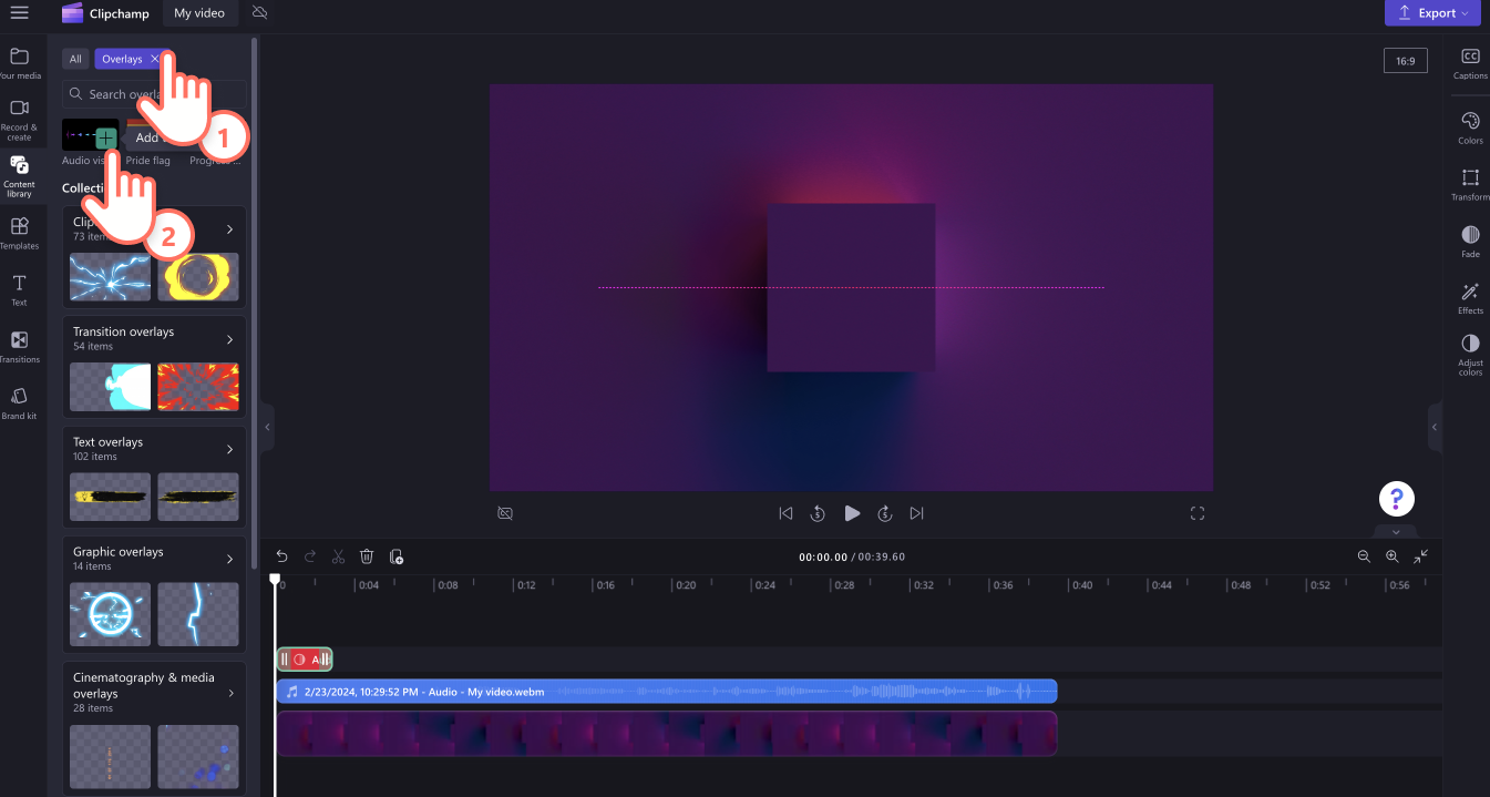 An image of a user clicking the graphics tab then audio visualizer overlay.