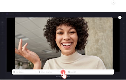 Selecteer bronnen en Sprekercoach en maak een webcamopname in Clipchamp