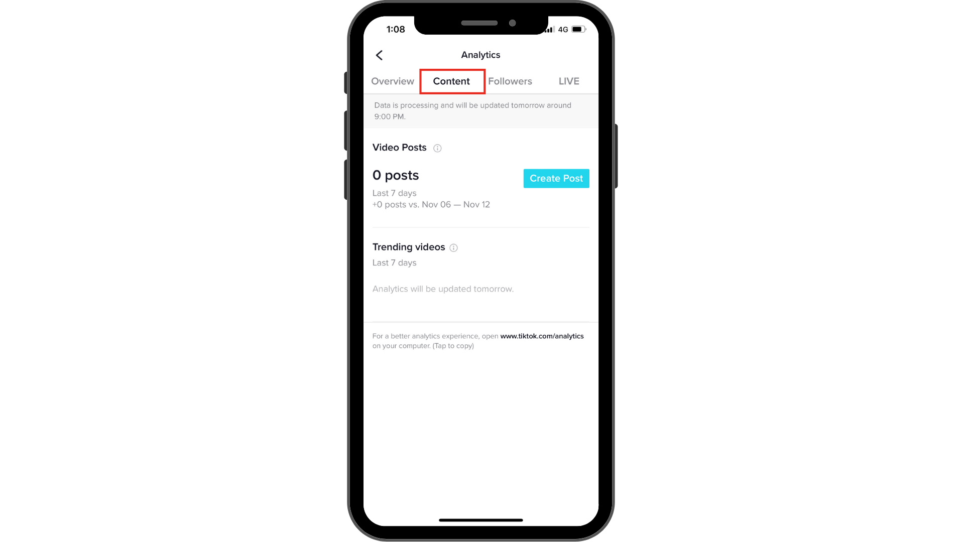 TikTok analytics - content