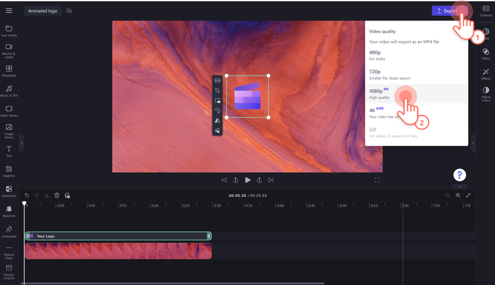An image of a user saving the video.