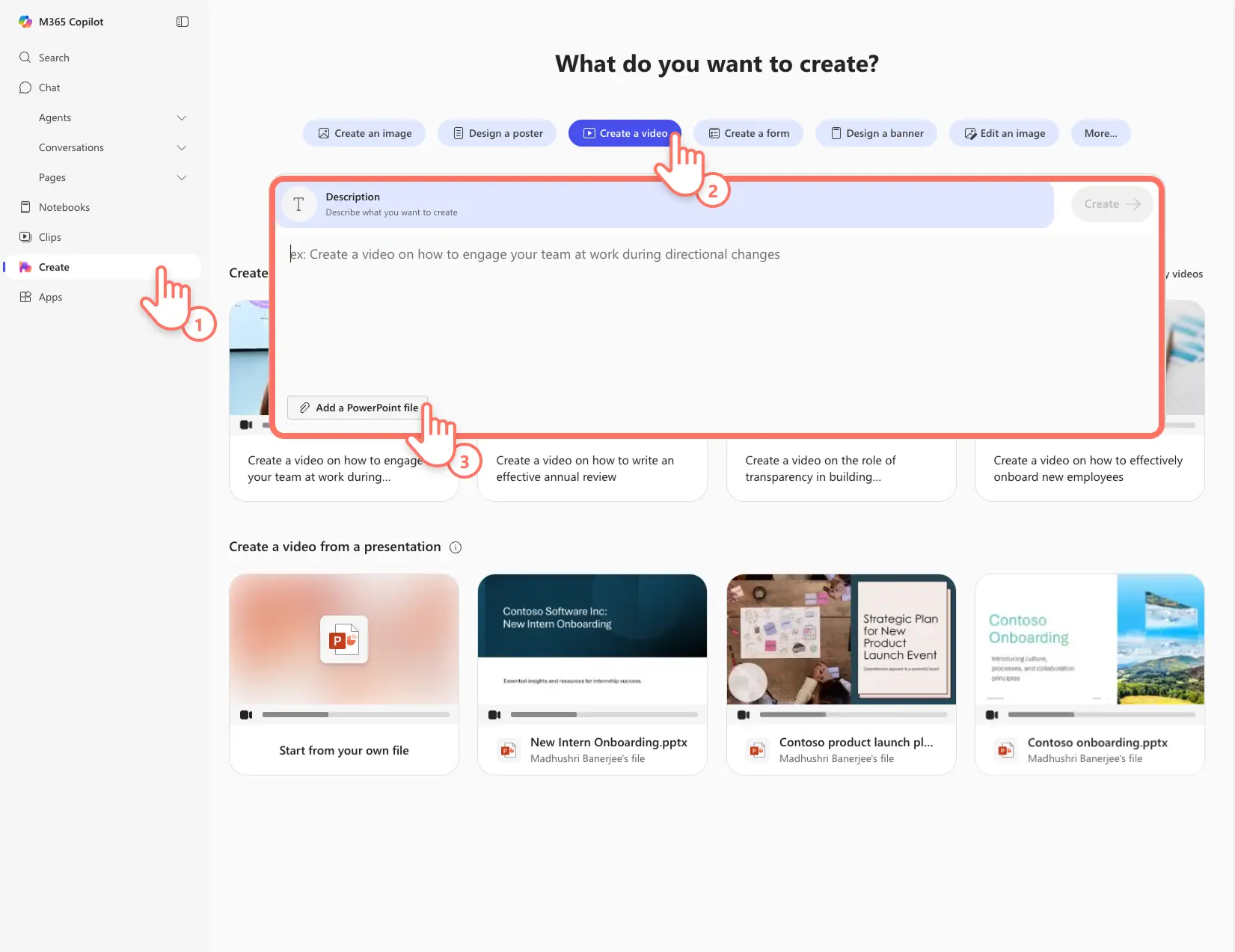 A user entering Create Hub in Microsoft 365
