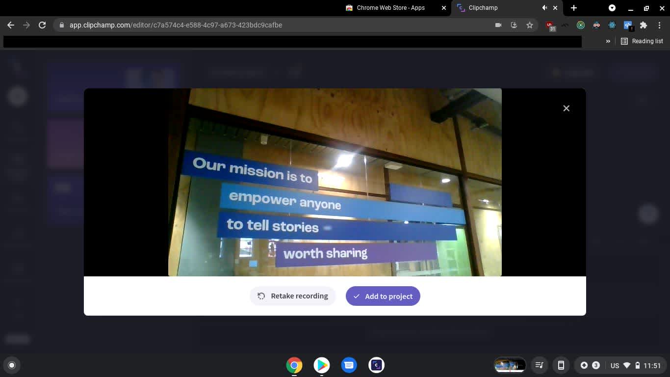 Preview and save Chromebook webcam recording 