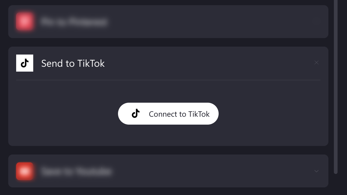 A screenshot of the send to TikTok option on the Clipchamp export page.