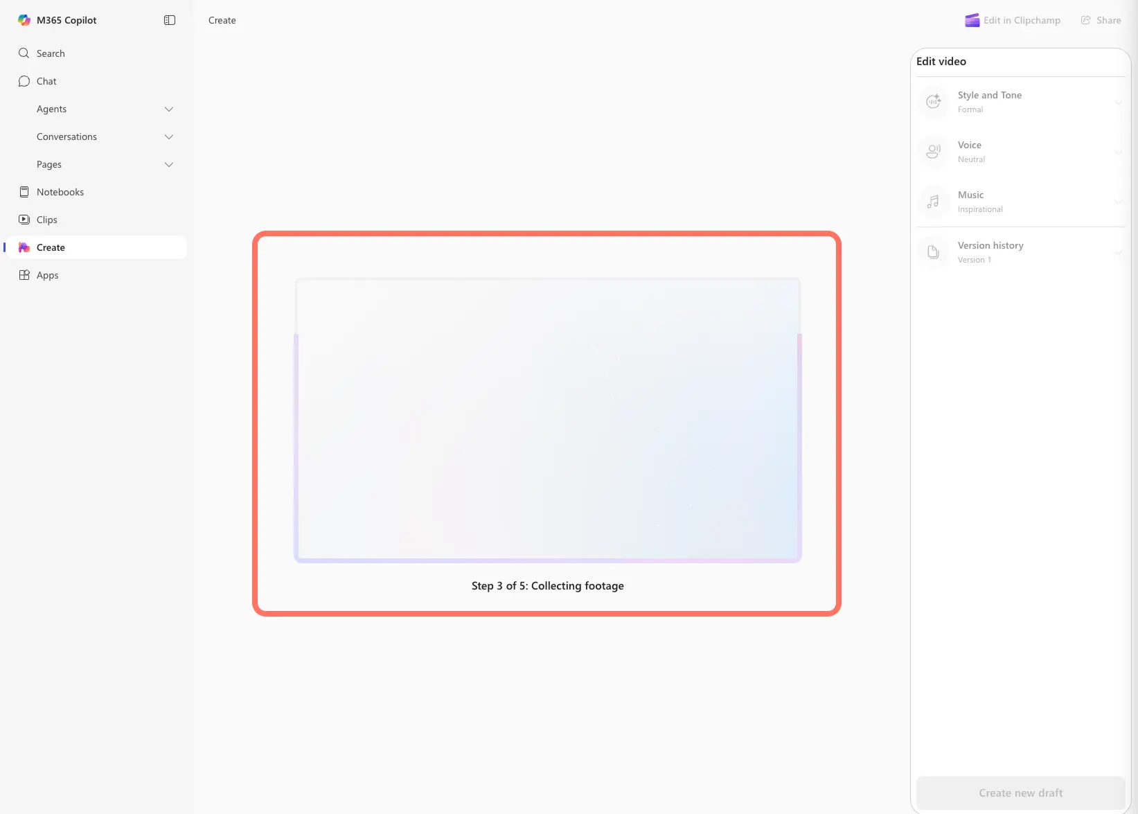 A user generating an updated video presentation in Create Hub