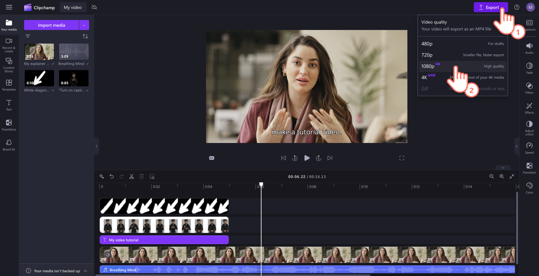 An image of a user saving their video.