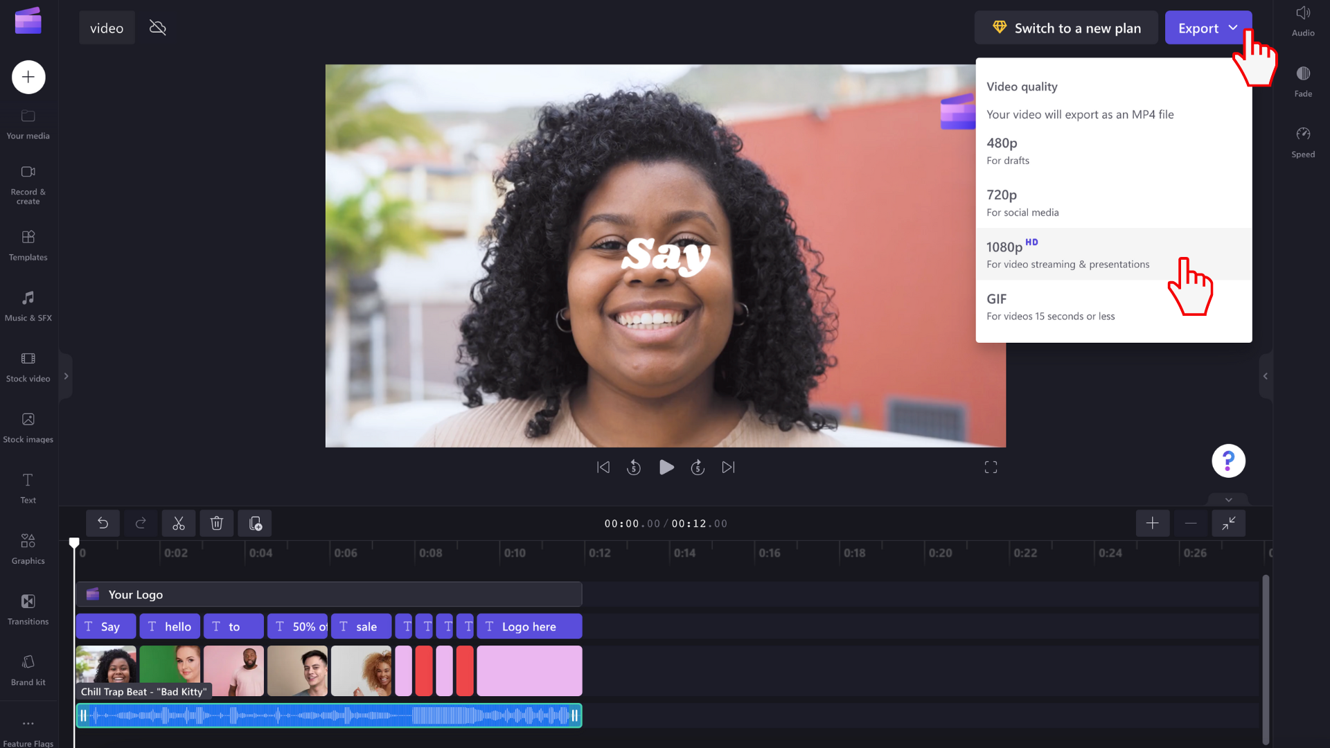 An image of a user exporting a video.
