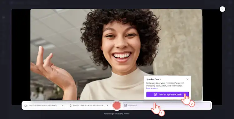 Зображення, на якому користувач вмикає тренування говоріння.