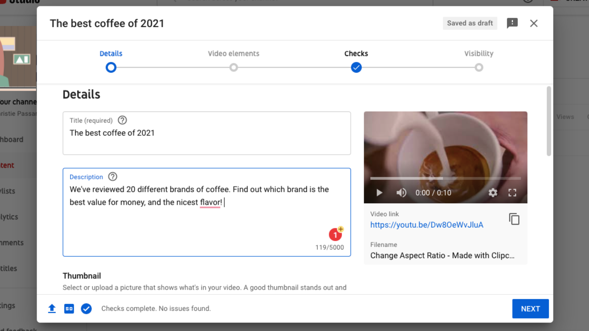 4. Name your YouTube video and add a description