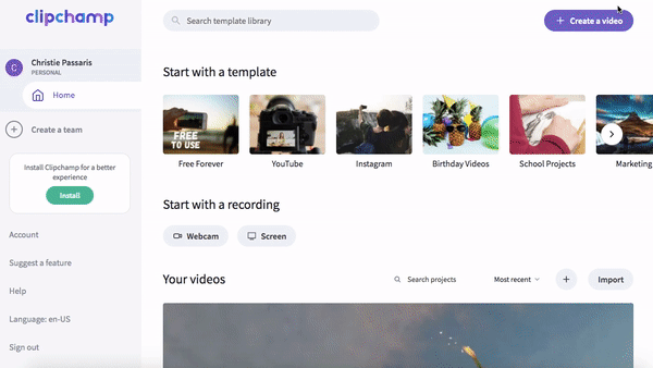 Step 2-How to make Etsy product videos to increase sales-Clipchamp