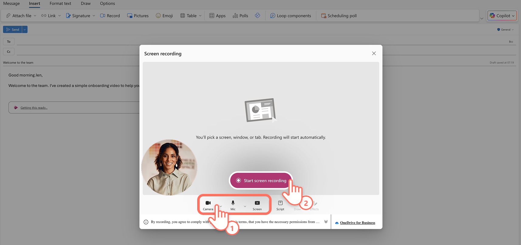 How to record and embed videos in Microsoft Outlook | Clipchamp Blog