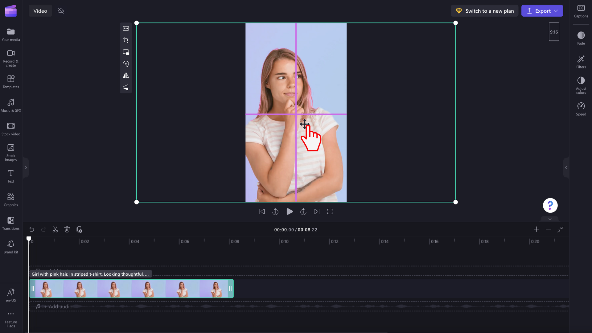 An image of a user repositioning a video.