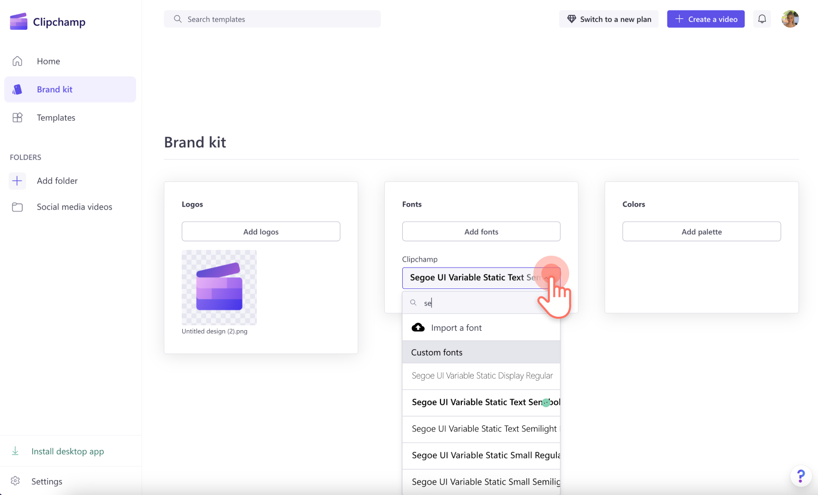 Hình ảnh người dùng bấm vào mũi tên thả xuống.