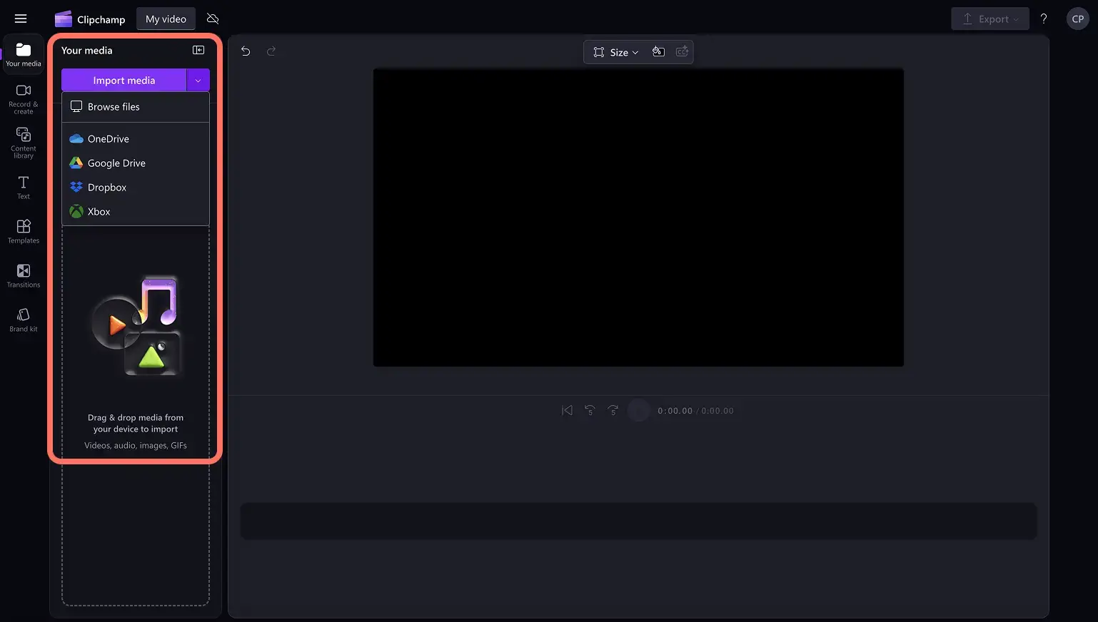 Usuário personalizando o texto de um modelo de vídeo no editor de vídeo Clipchamp.