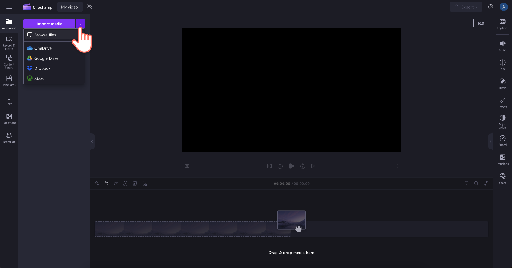 An image of a user importing media.