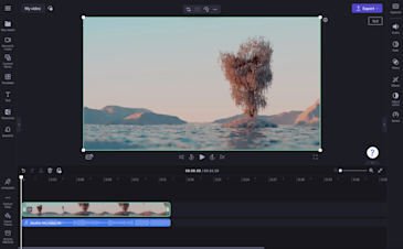 Ein Bild der Audiodatei, die unter einem Video auf der Zeitachse getrennt wurde.
