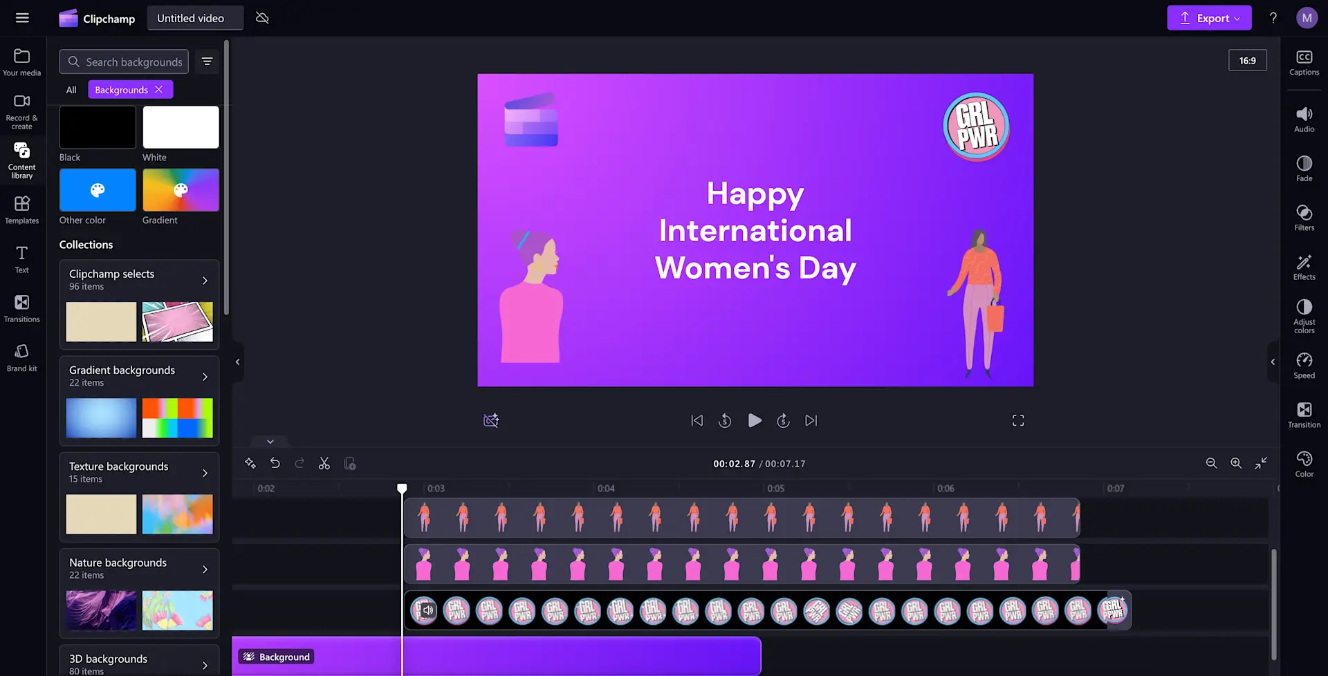 在线会议背景示例 IWD Clipchamp