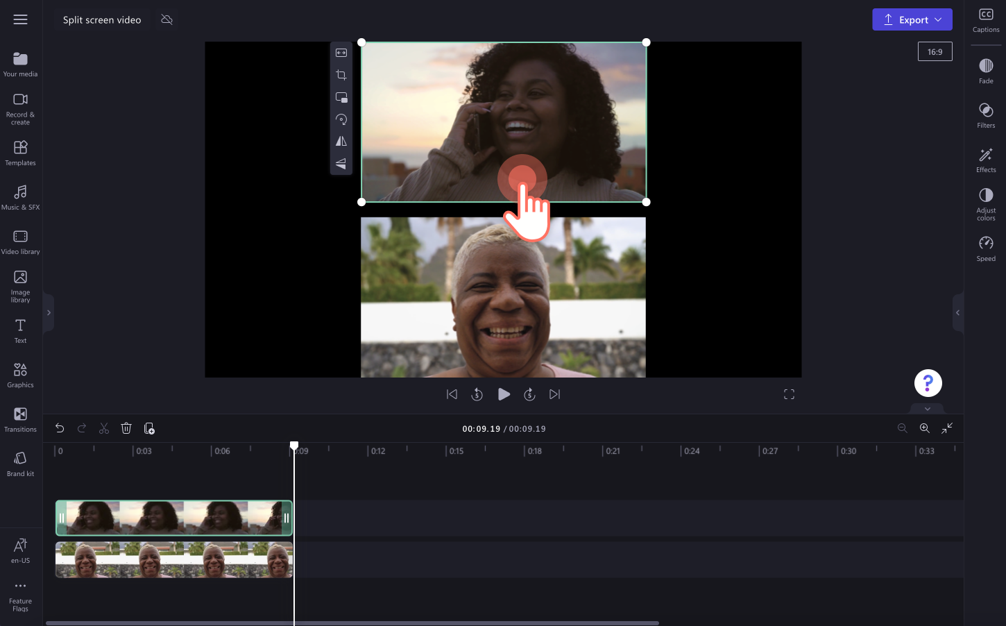 An image of a user moving a video on the video preview.