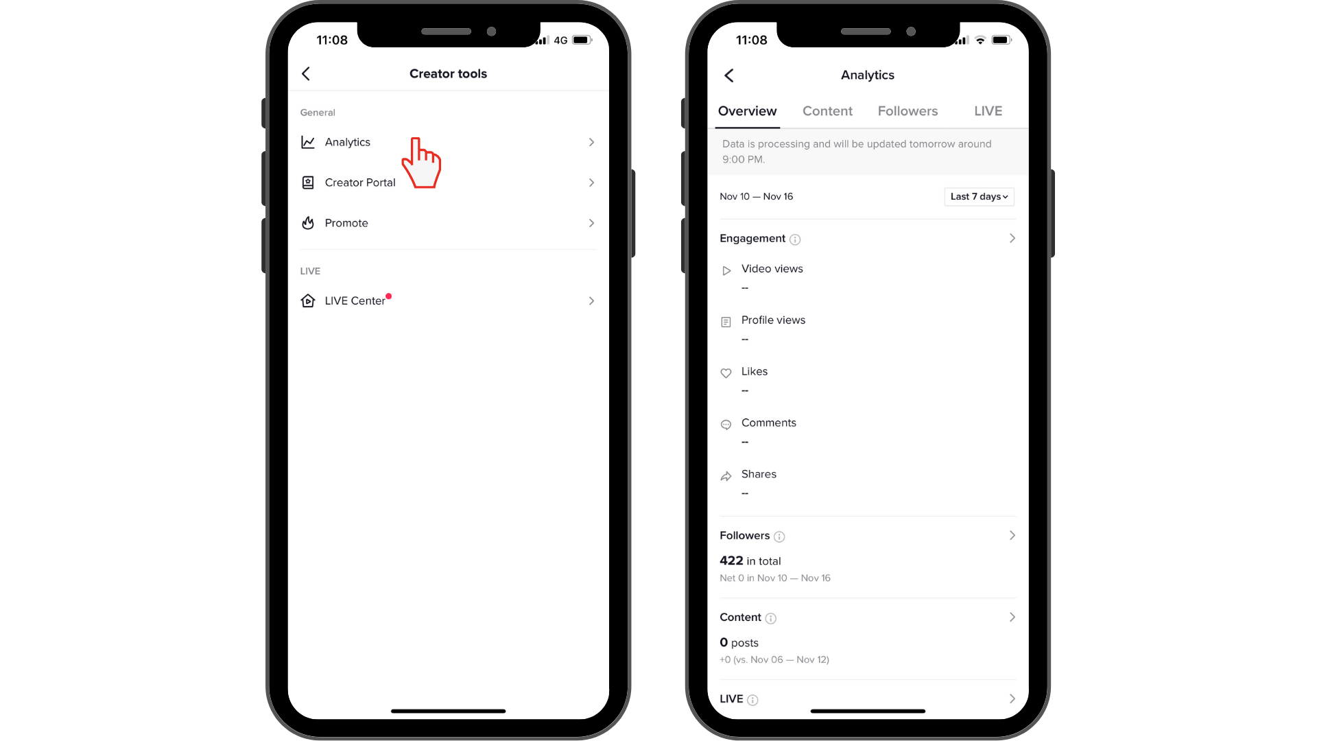 TikTok analytics - step 2