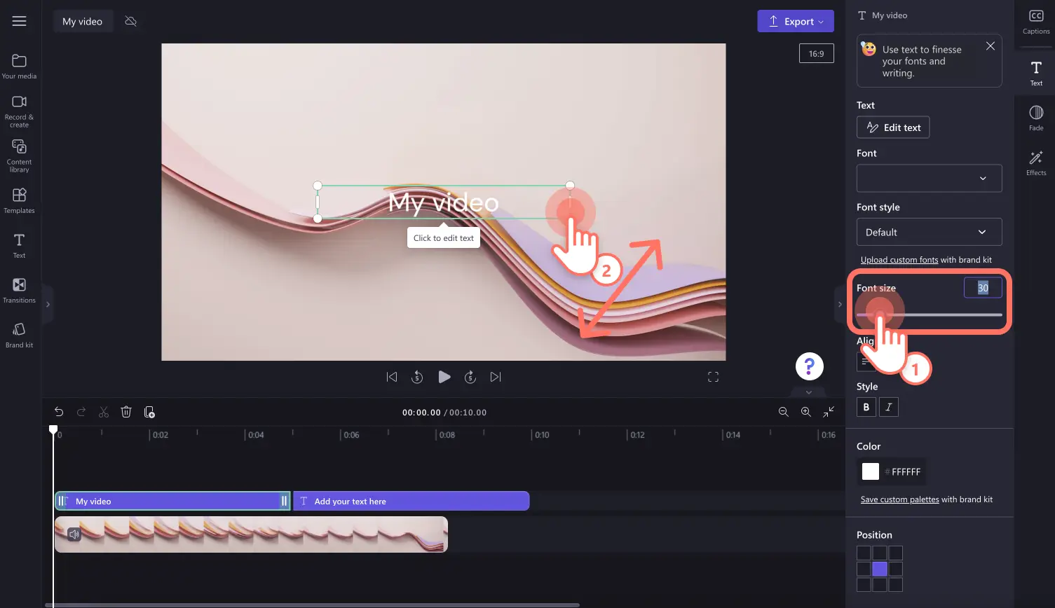 텍스트 크기를 조정하는 사용자 이미지.
