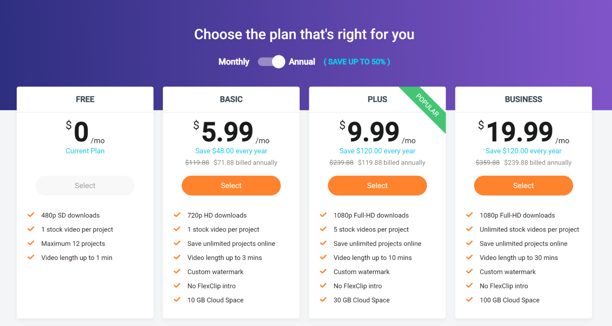Flexclip Pricing plans