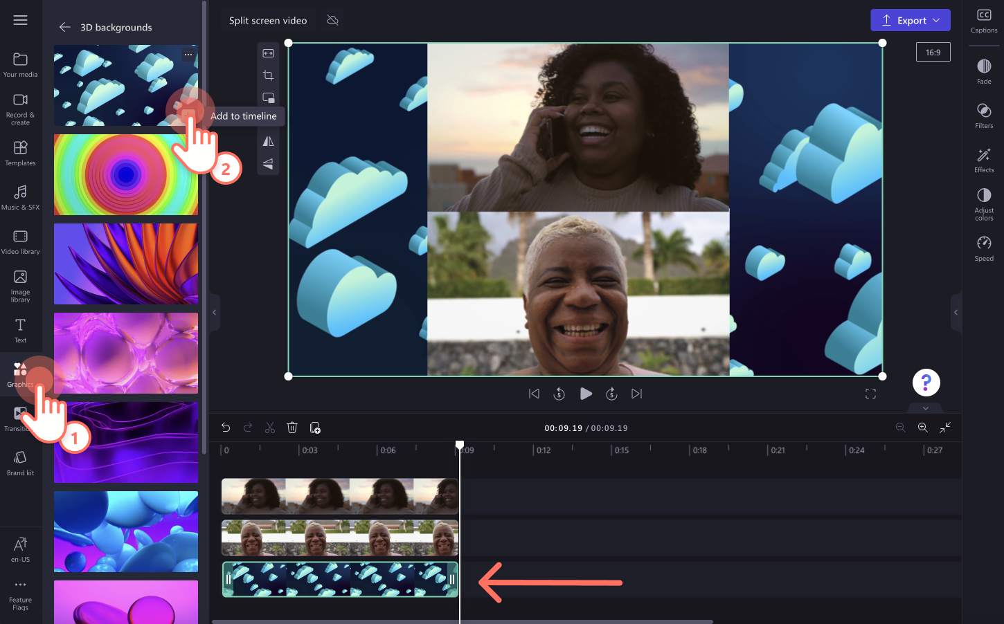 An image of a user adding a graphic background.