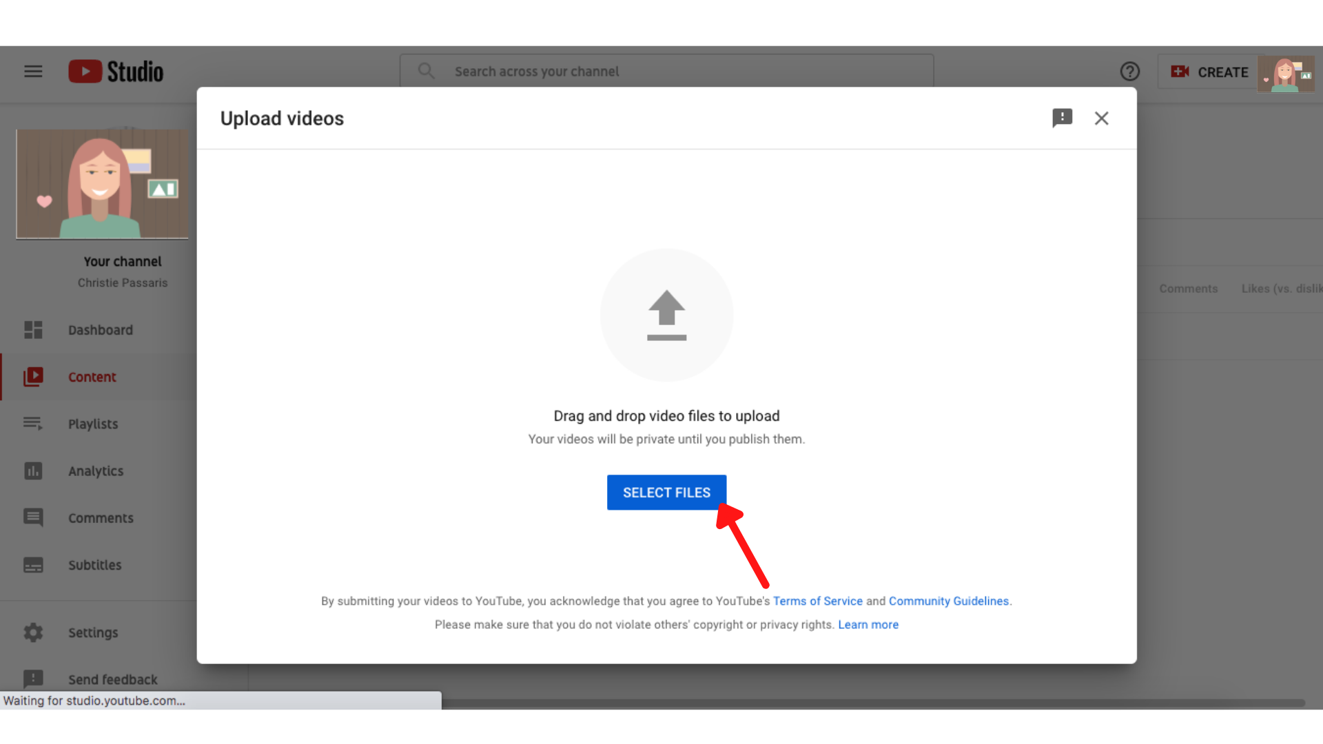 3. Select a video to upload