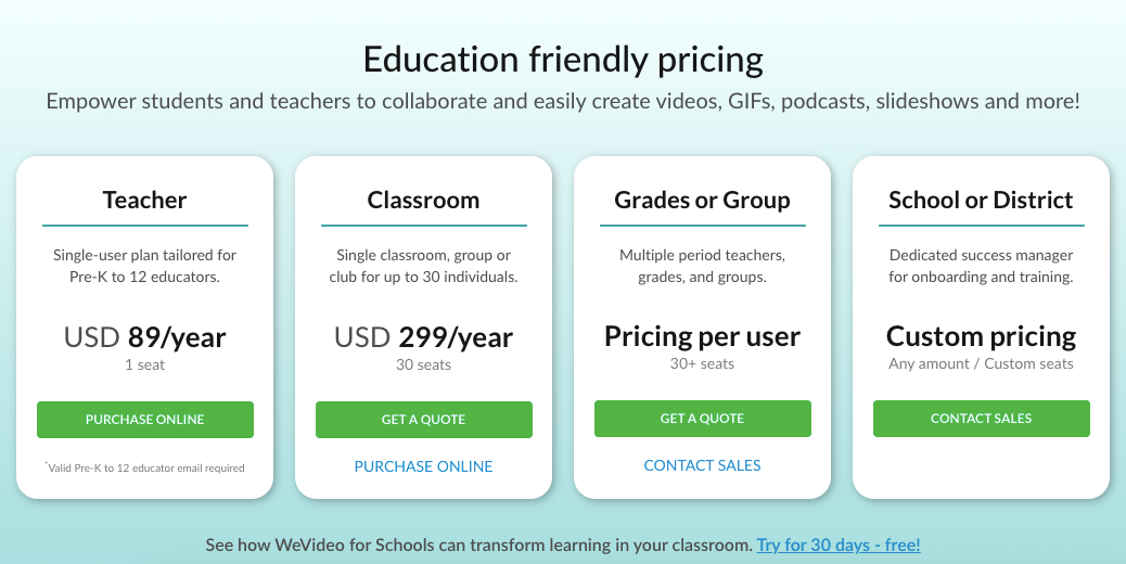 WeVideo 30-day free trial