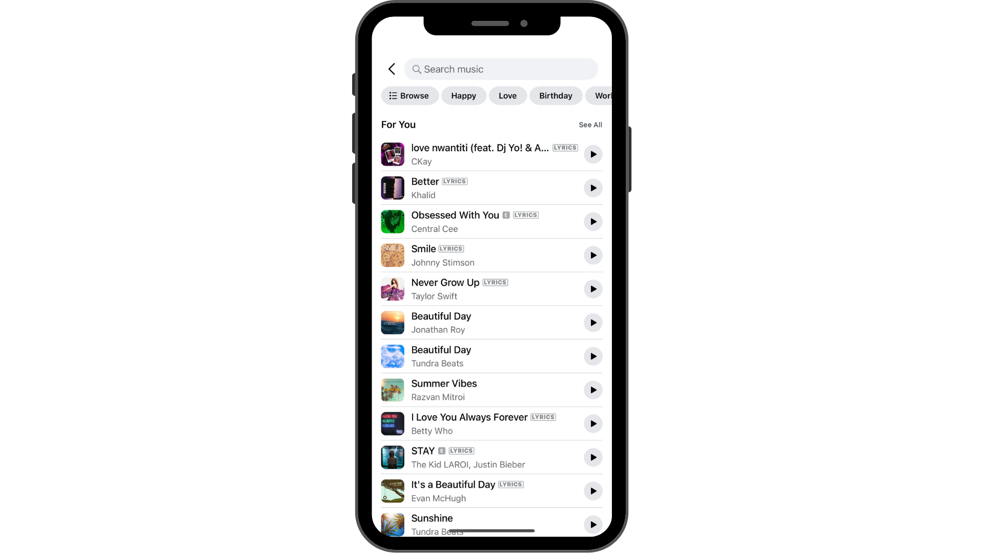 Facebook stories music - step 3