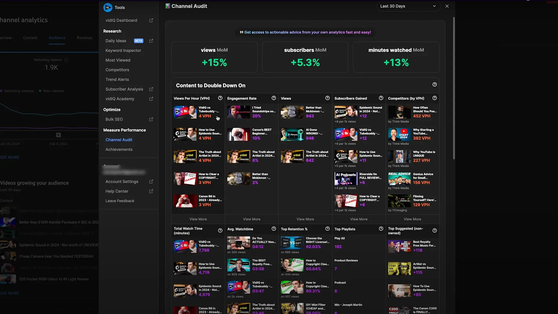 Vista previa de la plataforma VIDIQ