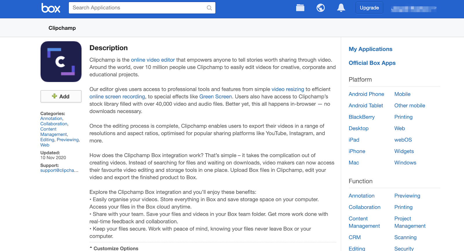 Clipchamp Box app store