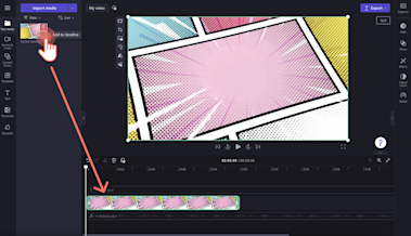 Изображение пользователя, добавляющего видео на временную шкалу.