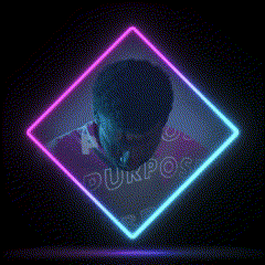 Ein GIF-Bild des rautenförmigen Neonlinienrahmens.