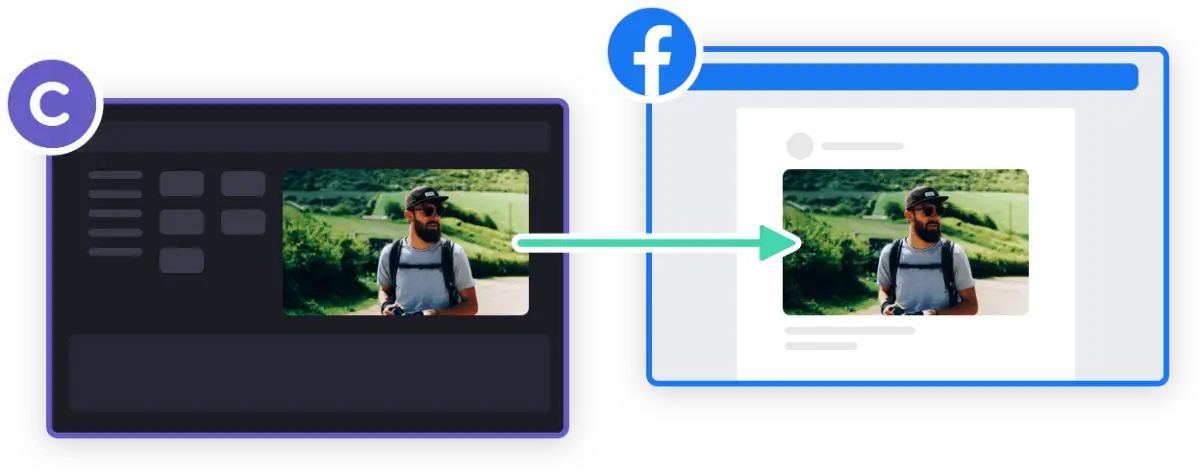 Image to show Clipchamp videos being uploaded to Facebook