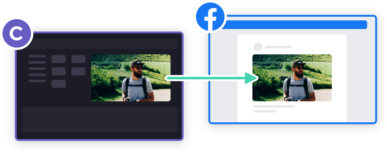 Image montrant des vidéos Clipchamp en cours de téléchargement sur Facebook