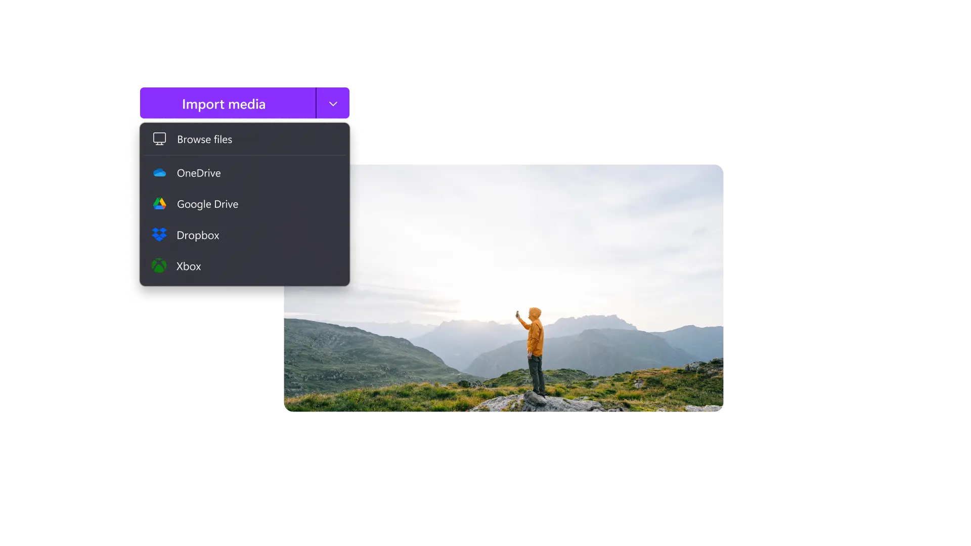 Seorang pengguna menambahkan fail audio pada garis masa pengeditan video dalam Clipchamp