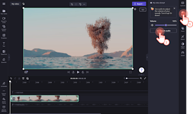 Ein Bild eines Benutzers, der über die Registerkarte „Audio“ die Audiodatei trennt.