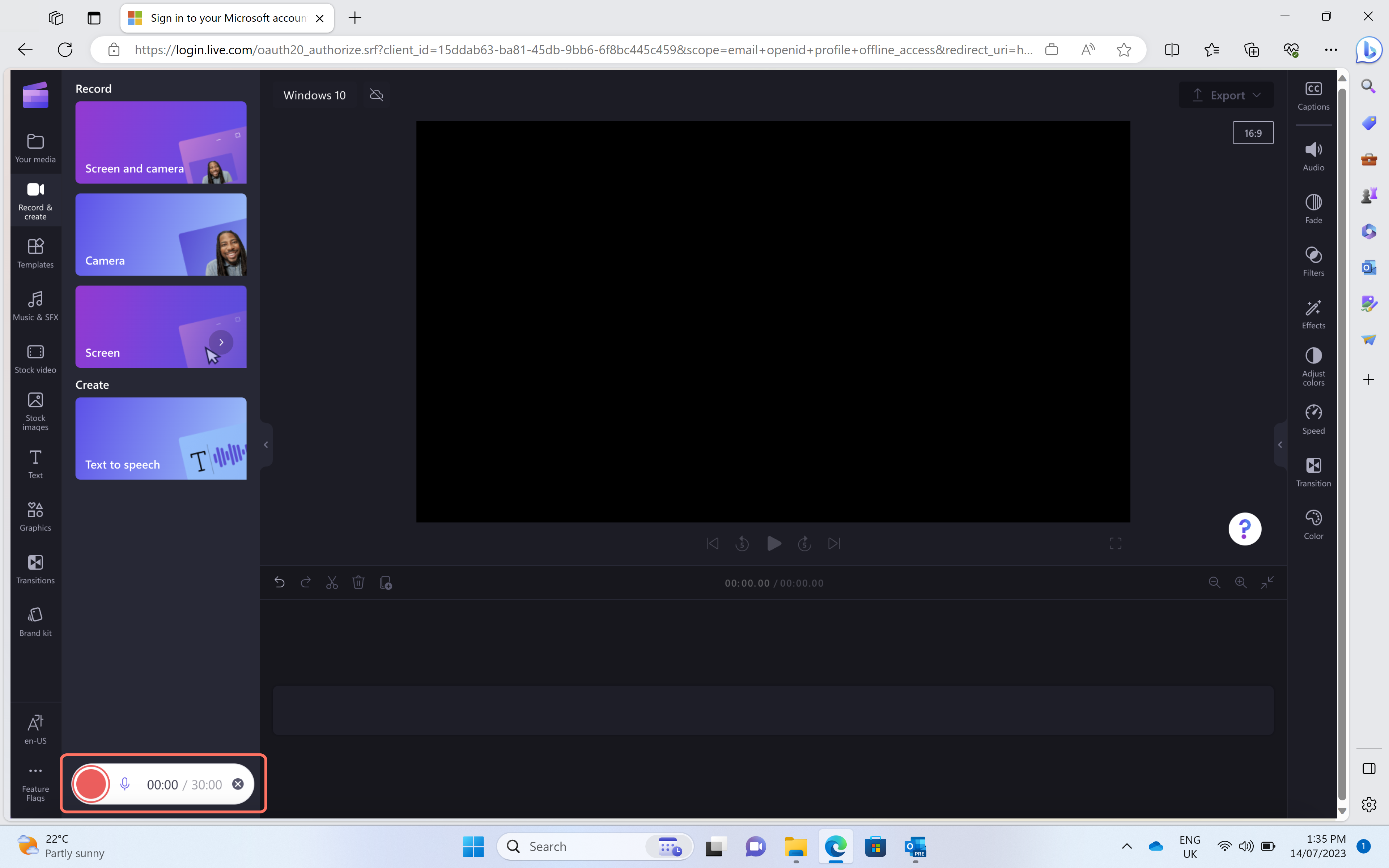An image of a user clicking on the record button.